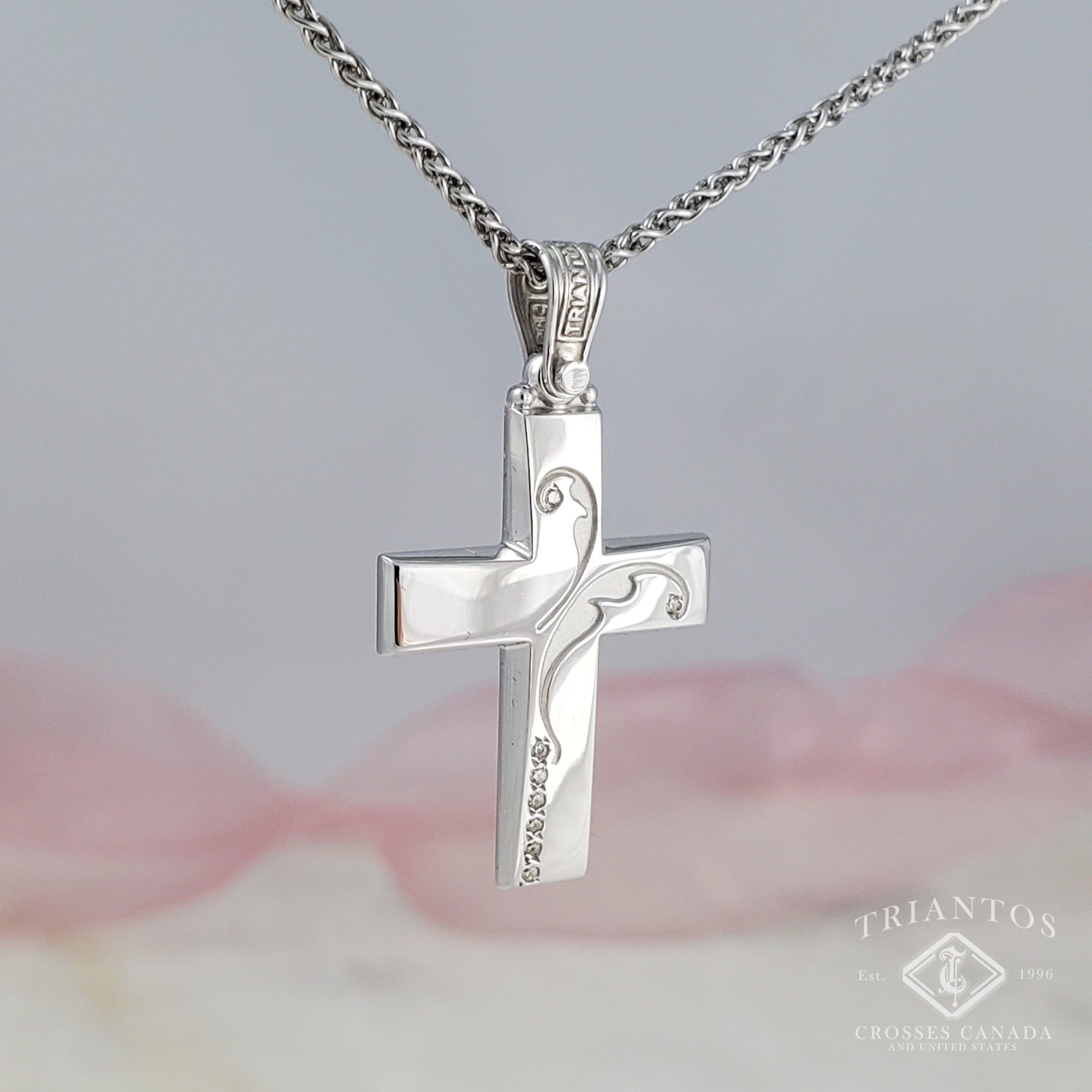 Personalized Cross Necklace with Snake Chain | Custom Heart Design