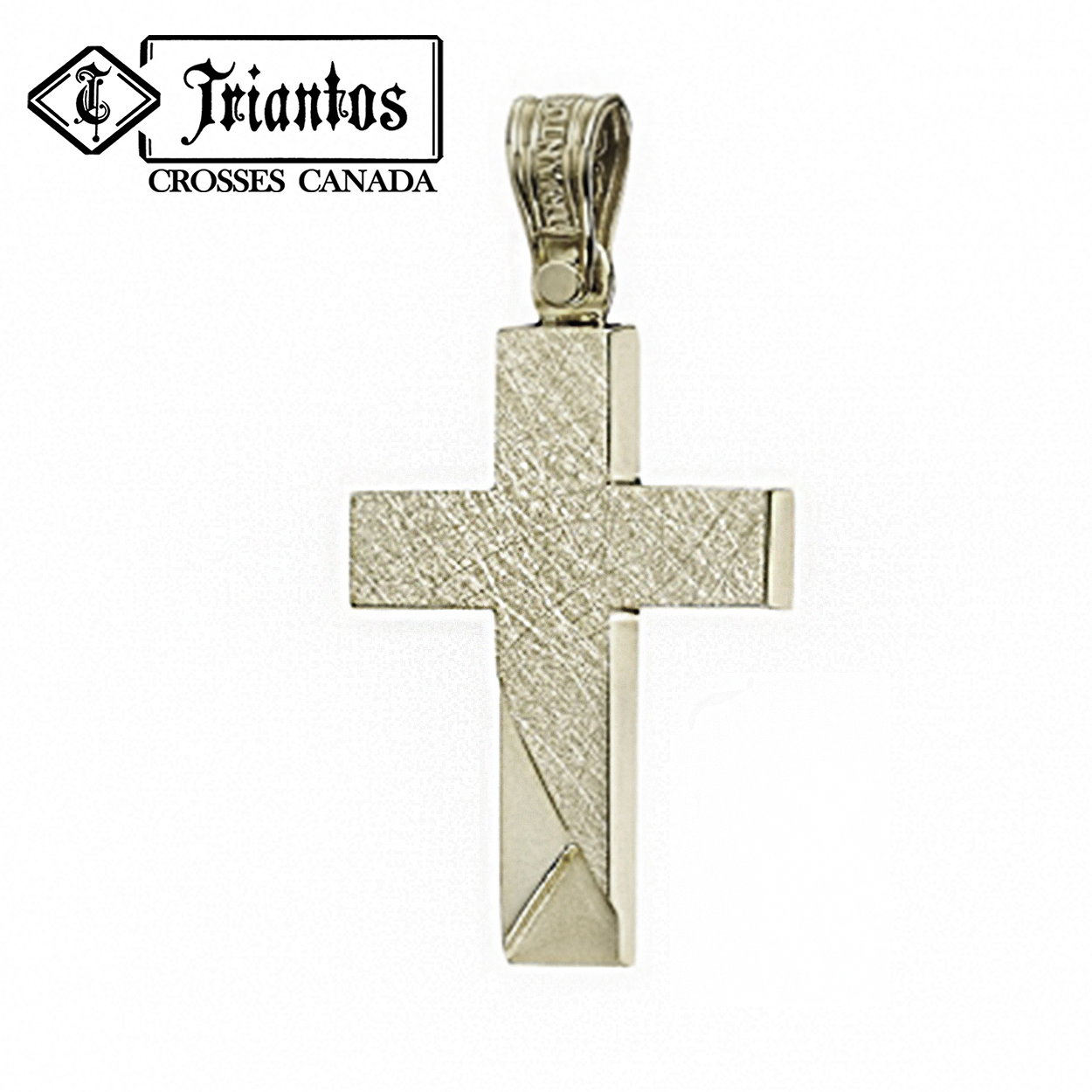 Modern Textured 14K white Gold Cross