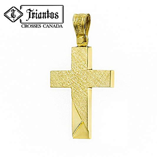 Modern Textured 14K Yellow Gold Cross