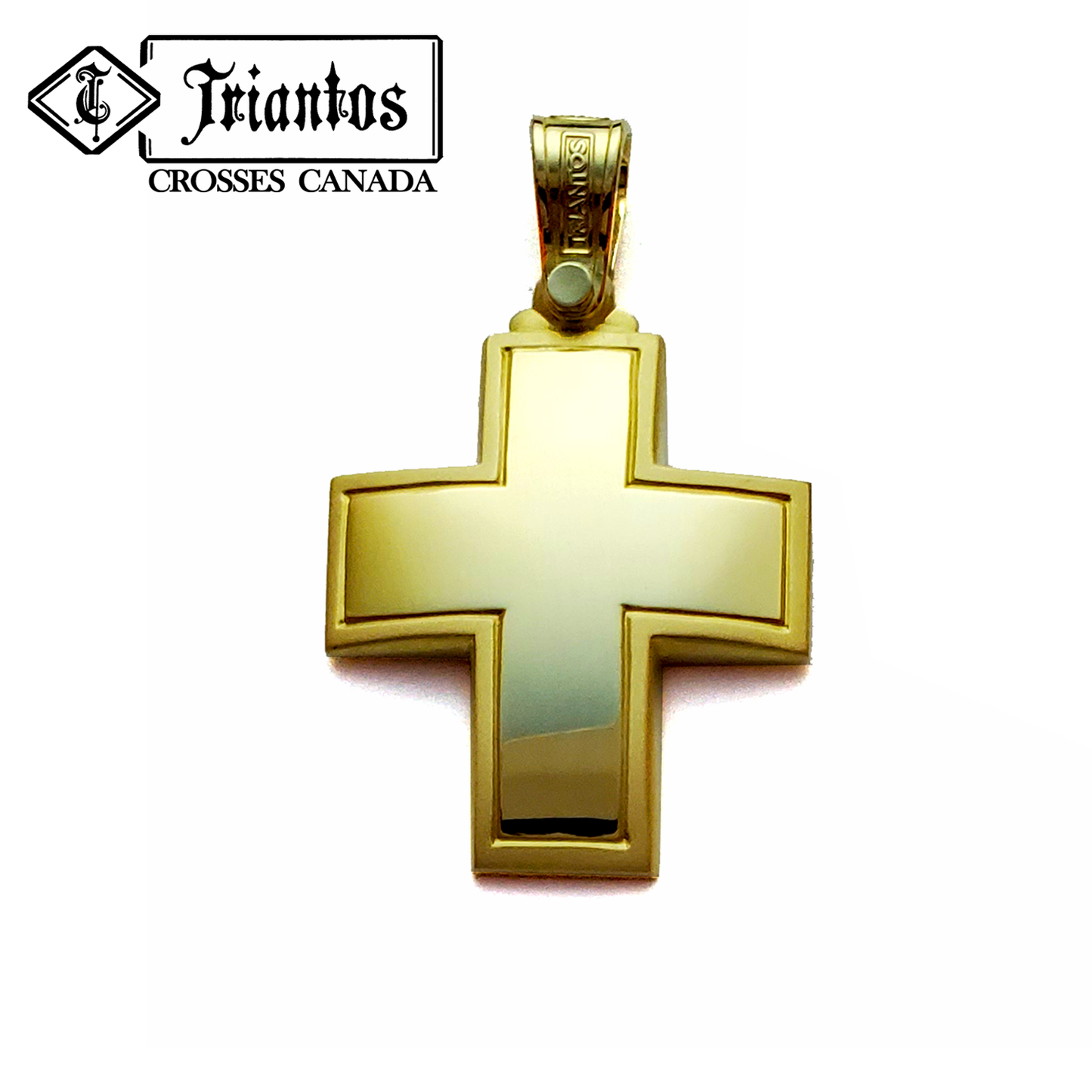 Board Solid Gold Cross Pendant Necklace - Triantos 14k  Yellow Gold Cross Pendant