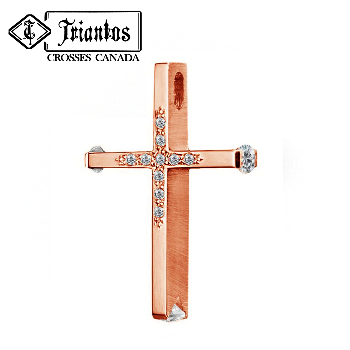 cubic zirconia stones on the edges of 3 corners of the cross, representing the Holly Trinity and a beautiful stone cross design in the middle. 