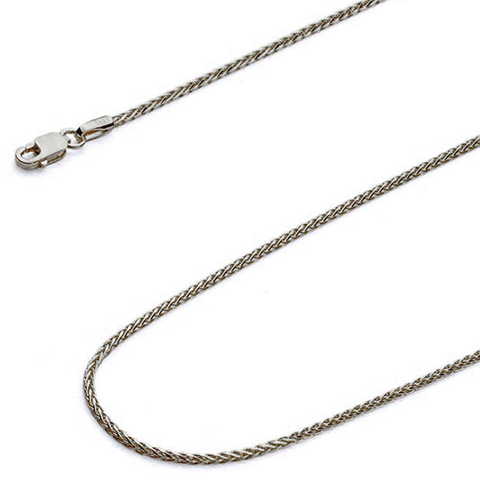 14k White Gold Diamond Cut Wheat Chain Necklace