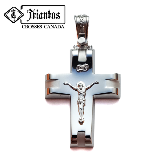 14K White Gold Jesus Crucifix Cross Pendant Necklace. catholic celebration necklace pendant  