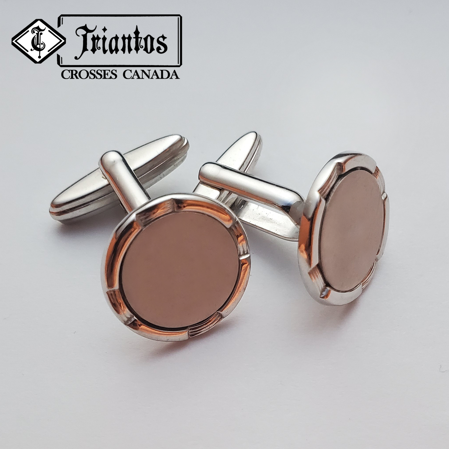 Engravable Men's Matte Sterling Silver Cufflinks Triantos