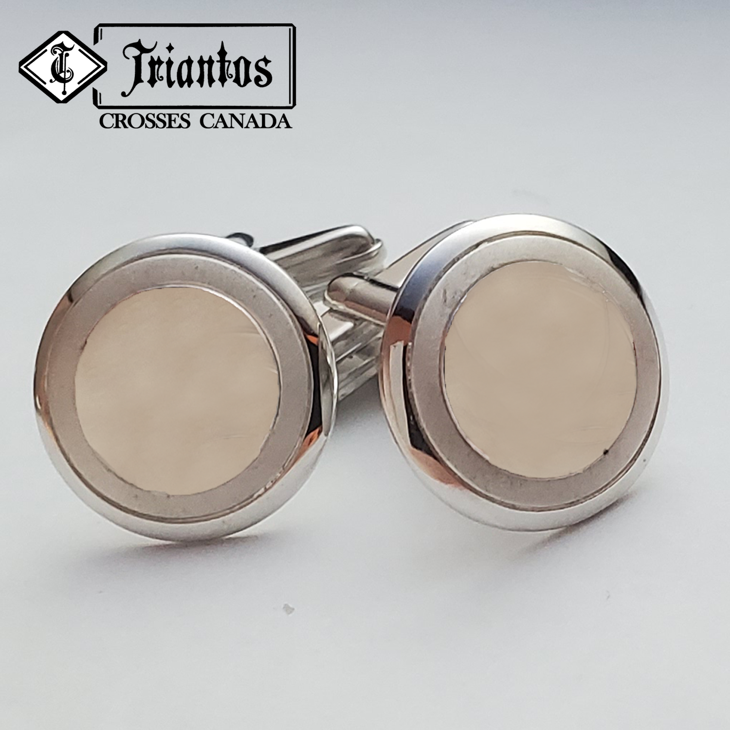 Engravable Men's Matte Outline Sterling Silver Cufflinks Triantos