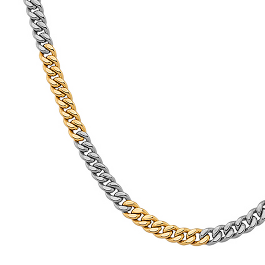 14K Dual Tone Gold Gourmette Chain Necklace